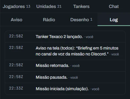 Aba Log: a missão pausada e retomada, o aviso mostrado e o tanker lançado